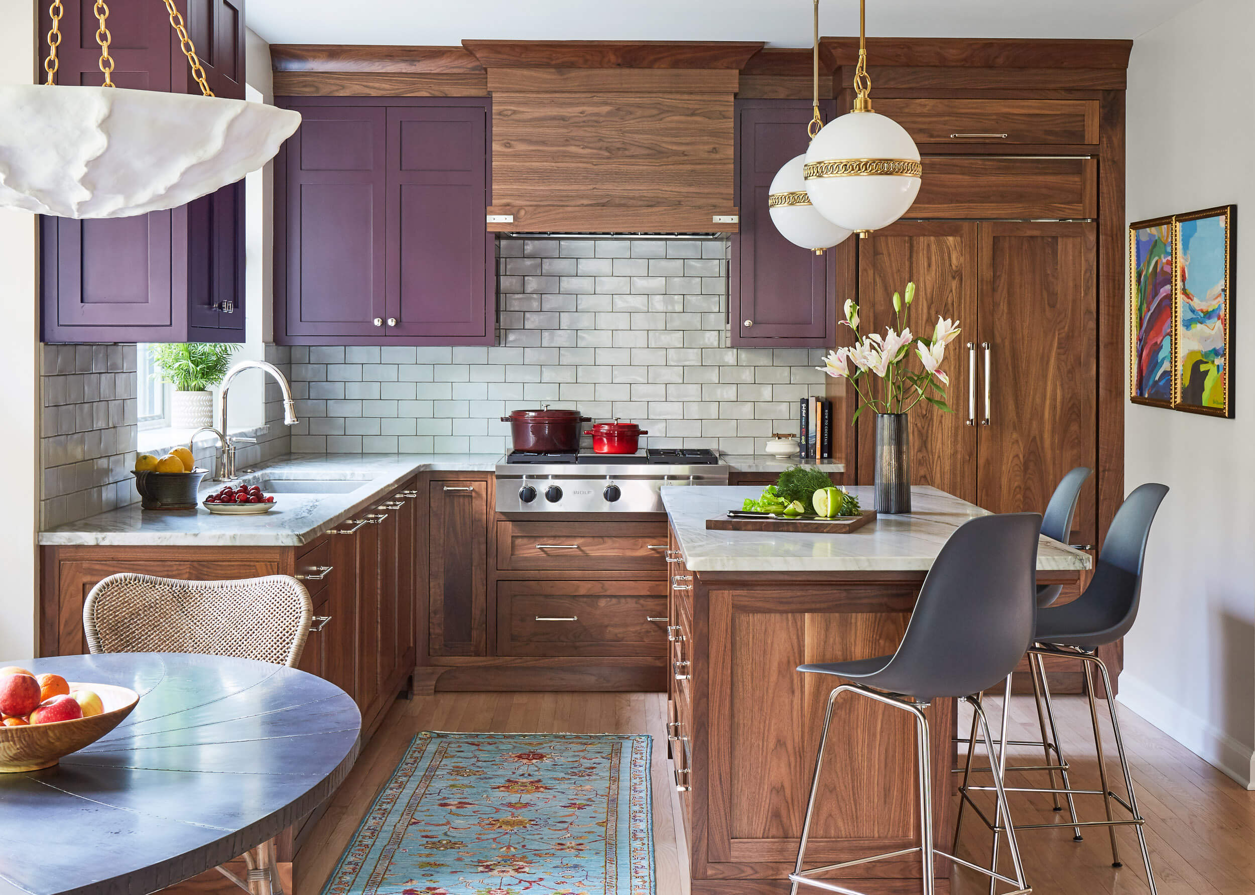 walnut-kitchen-cabinets-purple-kitchen-cabinets-stylish-shorewood-home-design-peabodys-interiors